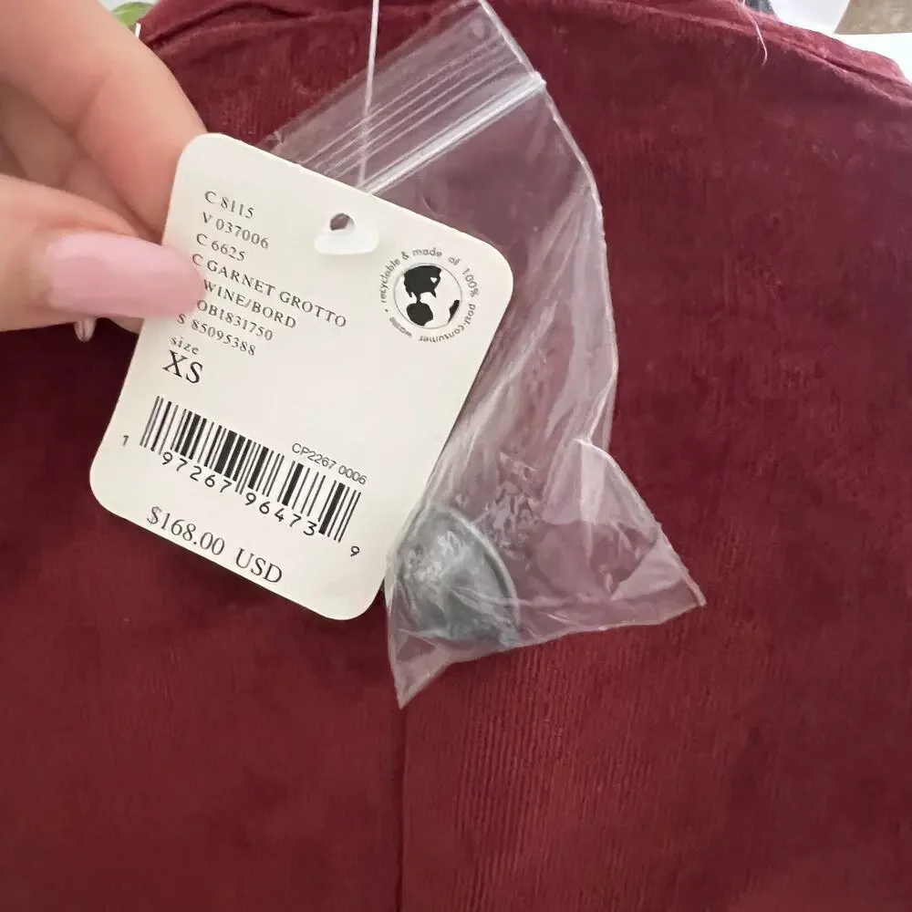 Free People We the Free Becky Stretch Velvet Jacket in Garnet Grotto - xs
